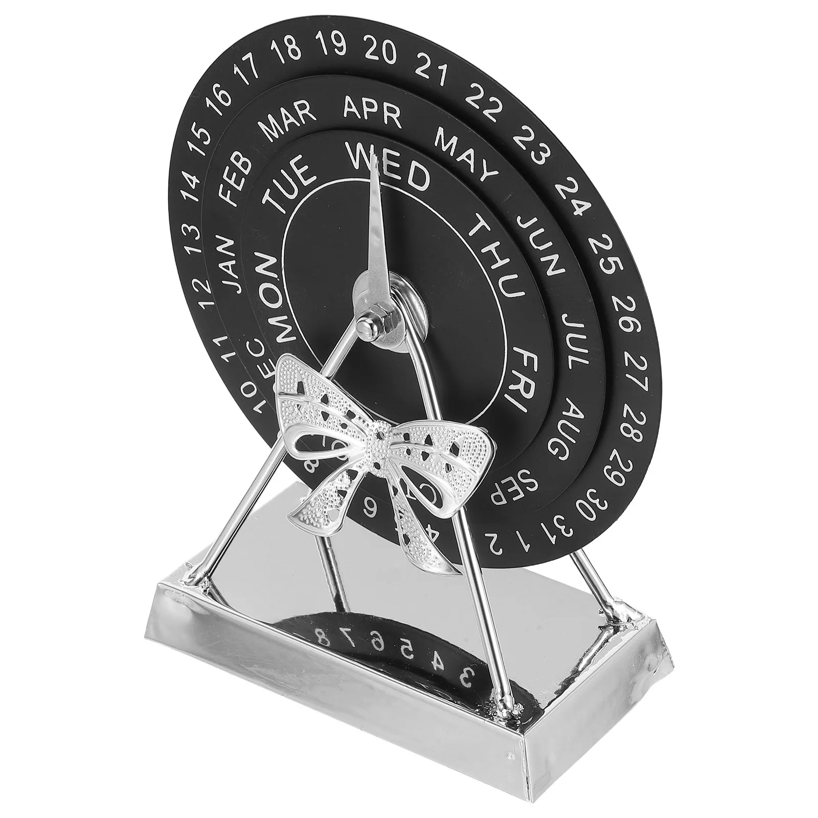 Perpetual Desk Calendar Metal Disc Design Vintage Inspired Rotatable Date System Reusable Year-Round Office Desk Decor Accessory