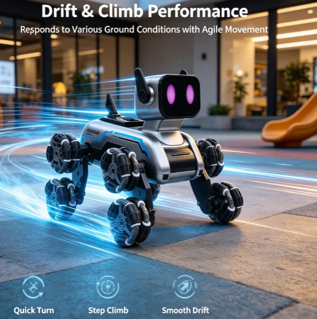8‑Wheel Stunt Remote Control Robot Dog, Drift & Climbing Interactive RC Robot Toy, Birthday Holiday Gift for Boys Kids