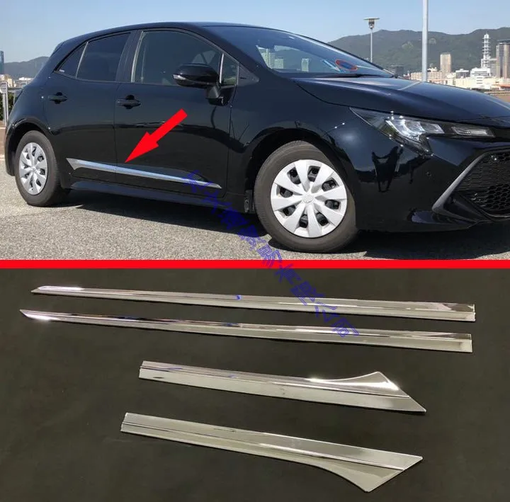 ABS Chrome Side Door Line Garnish Body Trim Molding Cover Bezel For 2019 Toyota Corolla E210 Sport Hatch Hatchback Auris view 2