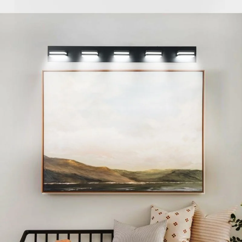 

Modern Black LED Wall Sconce for Bathroom Mirror, Minimalist 5-Light Fixture, Energy Efficient, Easy Installation