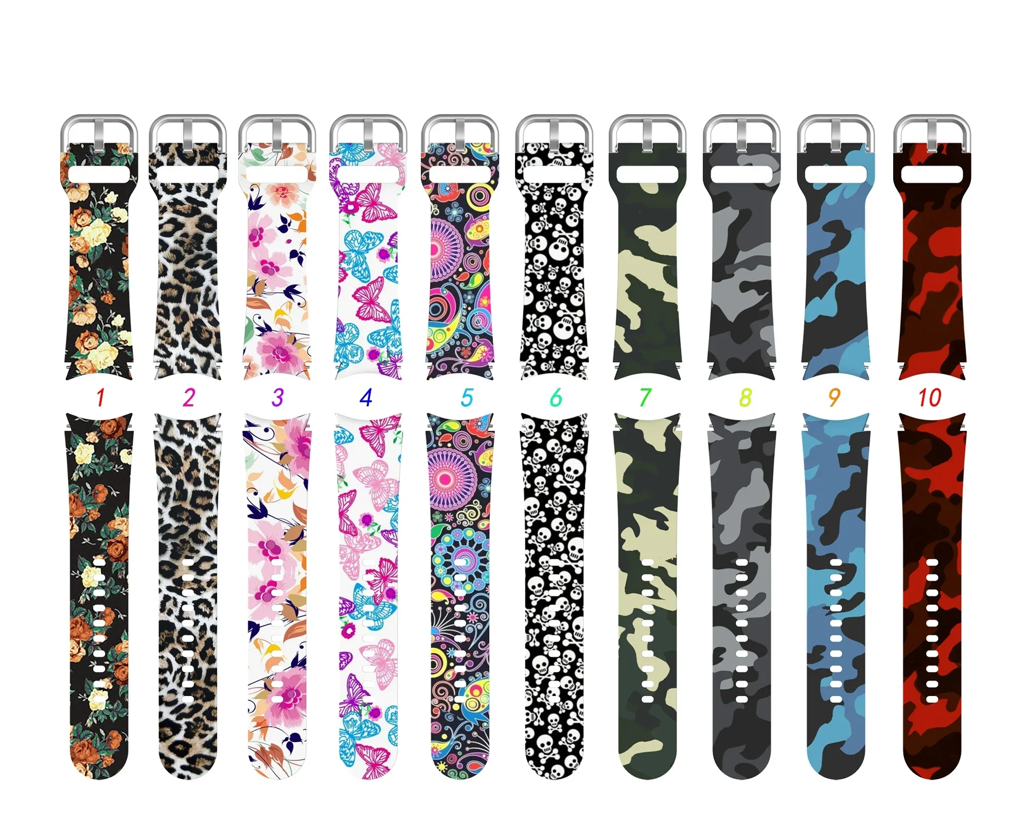 Silicone Strap for Samsung Galaxy Watch 7/6/5/4/5 Pro 44mm 40mm 45mm Printed Belt for Watch 6 4 Classic 47mm/46mm/43mm/42mm Band