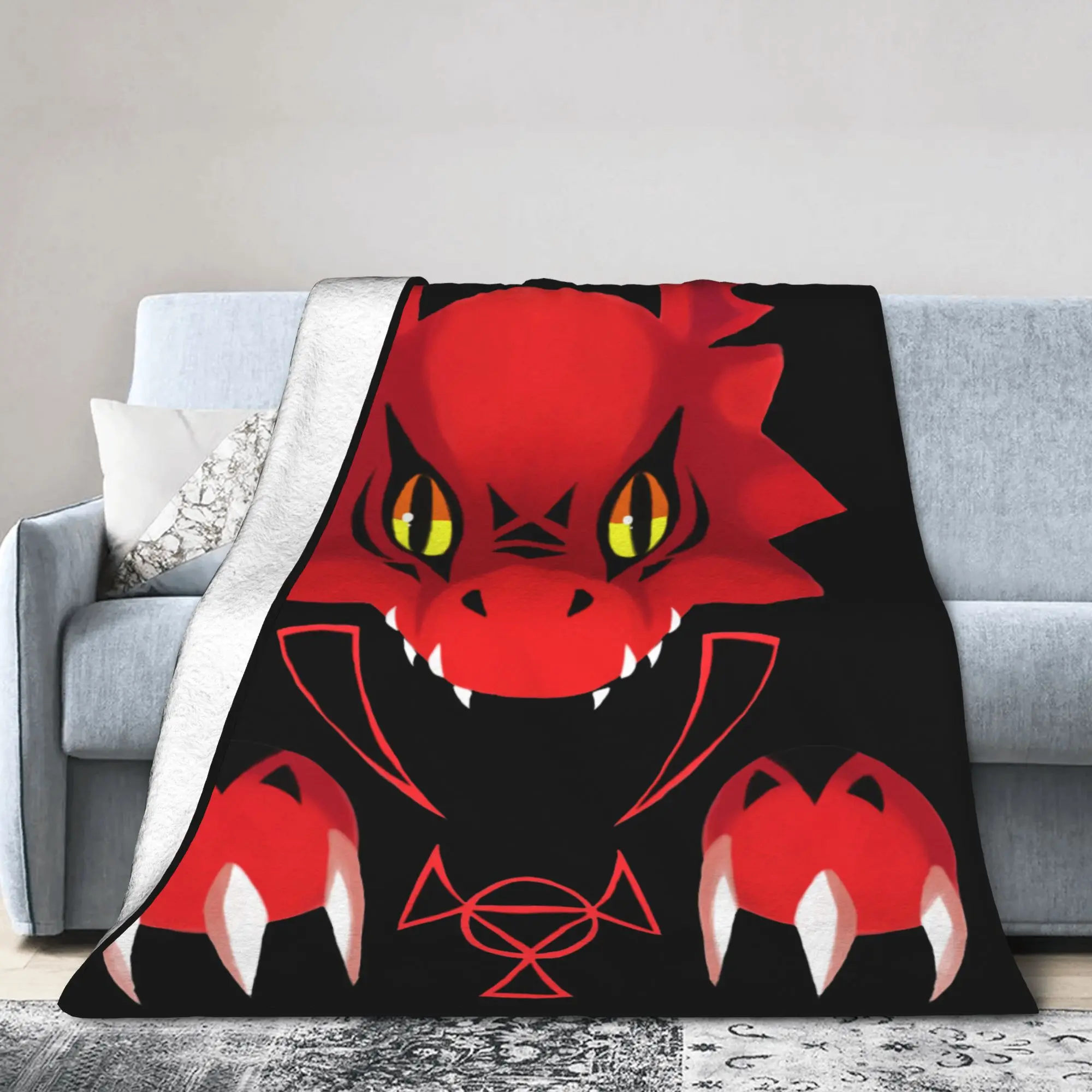 Bad Guilmon Blanket Cover Digimon Nostalgic Anime Flannel Throw Blankets Bedding Couch Printed Ultra-Soft Warm Bedsprea,
