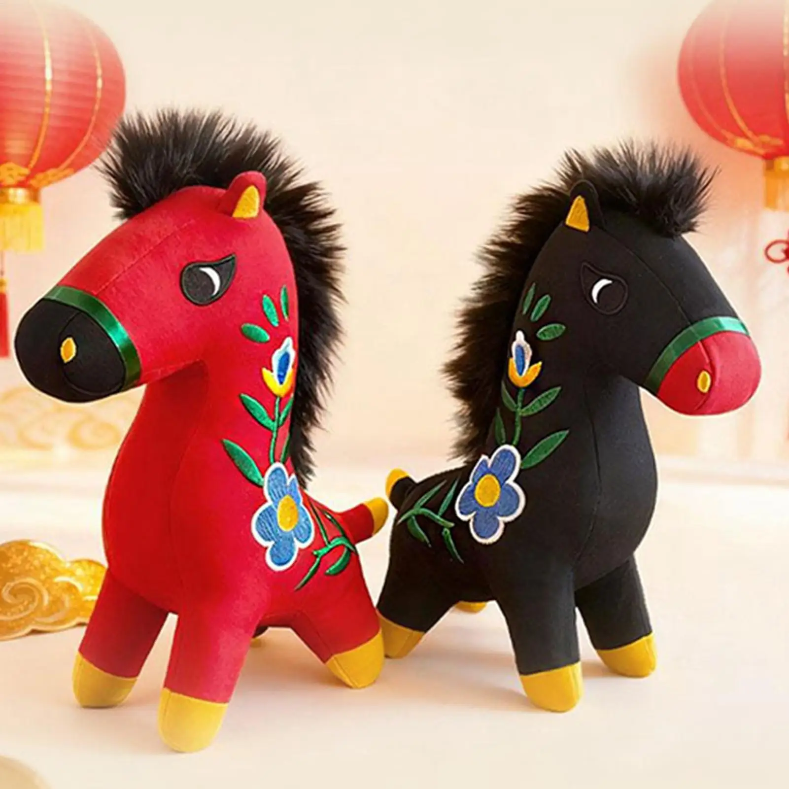 Horse Mascot Plush Toy Creative Lucky Pony Pendant Chinese New Year Mascot Horse Plush Keychain Bag Decoration Festival Gift