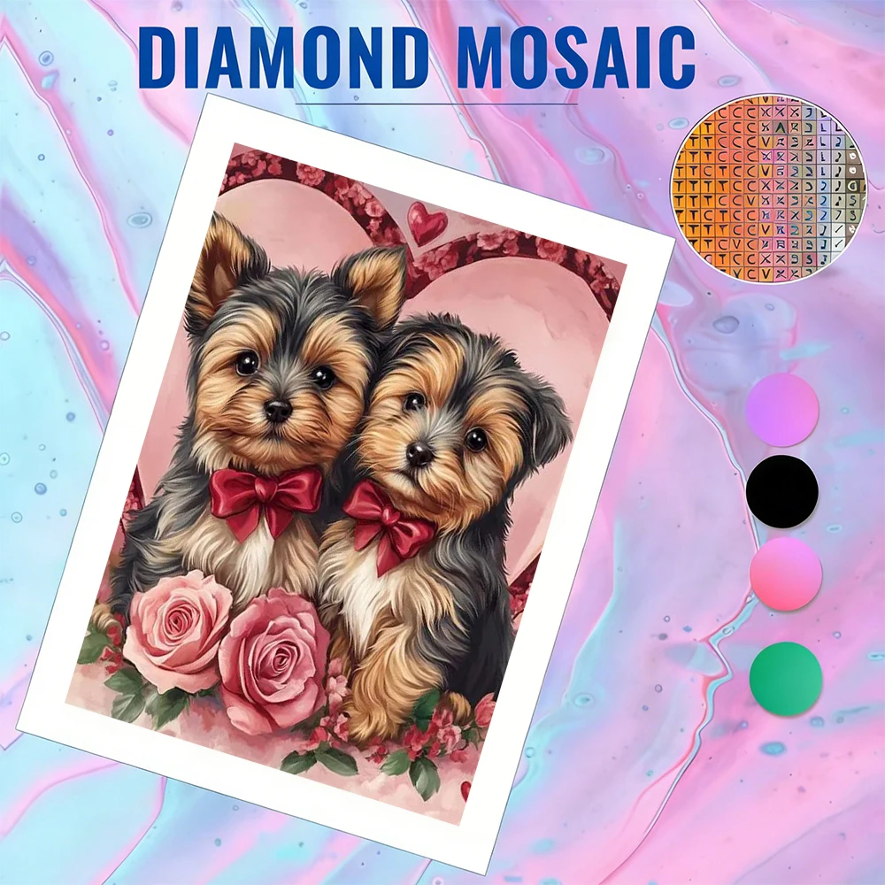 Resin Art Rose - AZQSD Elmas Sanat Kare Köpek Hayvan