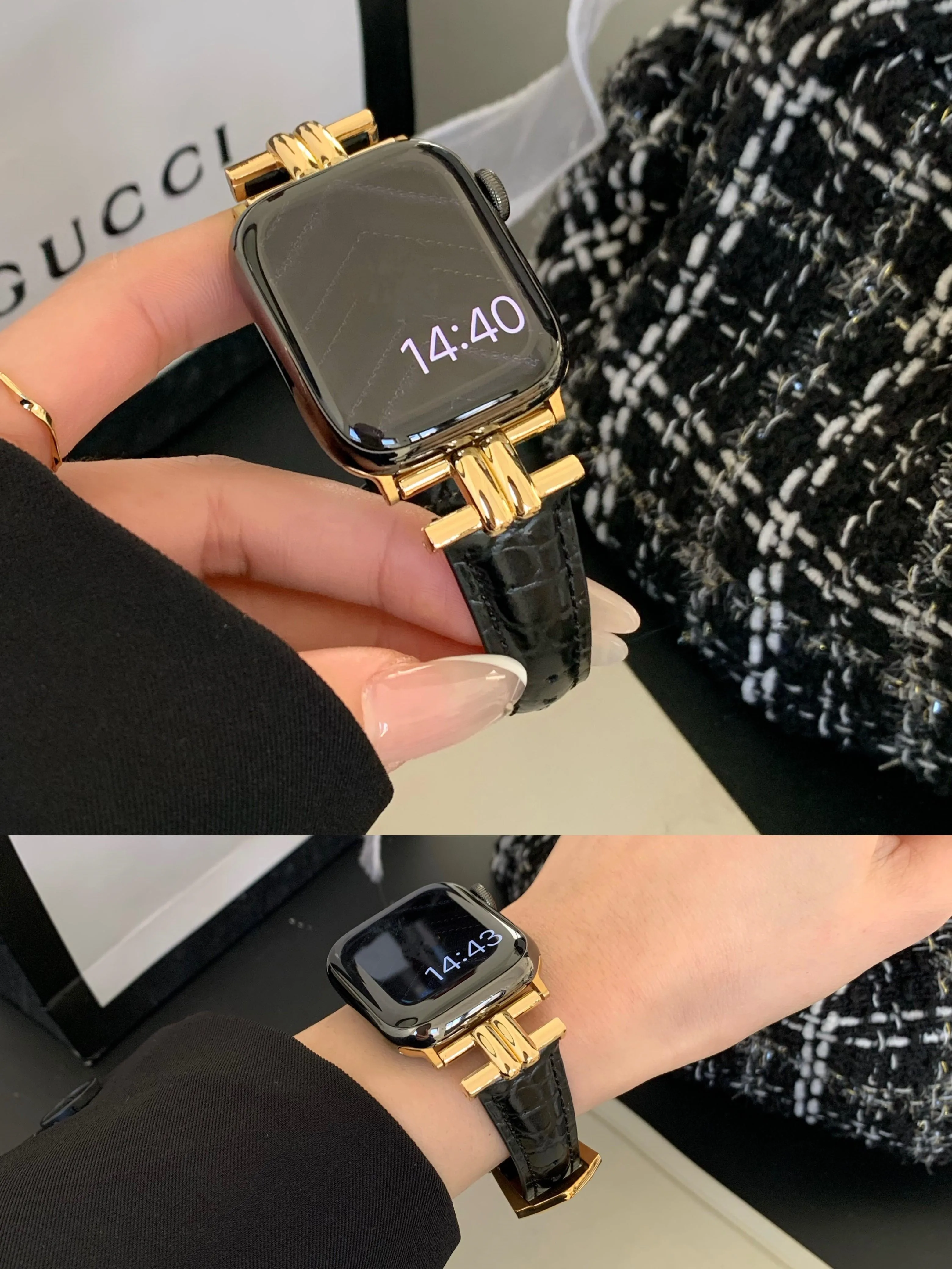 Lederarmband für Apple Watch 42mm 38 40 41 44 45 46 49mm Metallschnalle Armband IWatch Series SE Ultra 12 11 10 9 8 7 6 5 4
