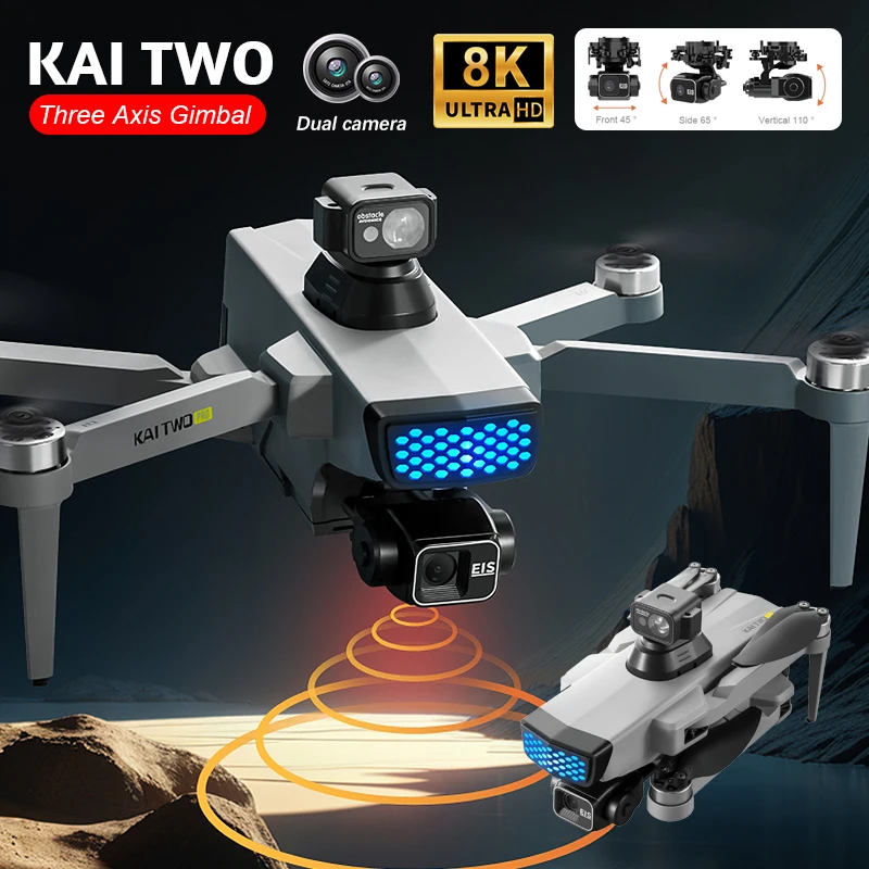 Dron KAI dwa GPS z kamerą 8K UHD dla dorosłych w trybie Indoor-Outdoor do unikania przeszkód 5 oporów na wiatr dla początkujących RC Toy