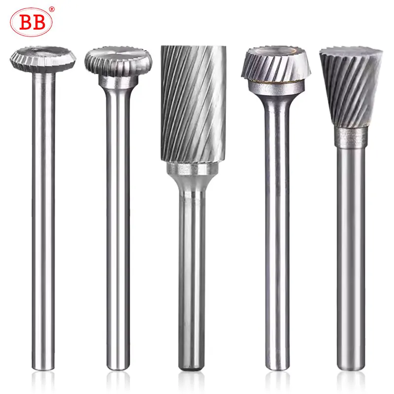 BB T Type Rotary Files Carbide Burrs Deburring Milling Tool 6mm Shank Grinder for Metal A N S T Y