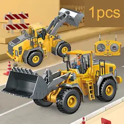 Remote Control Excavator Toy Engineering Car RC Excavator Toy with Light Construction Toys for Kids Children 4-7 Year Old Gift