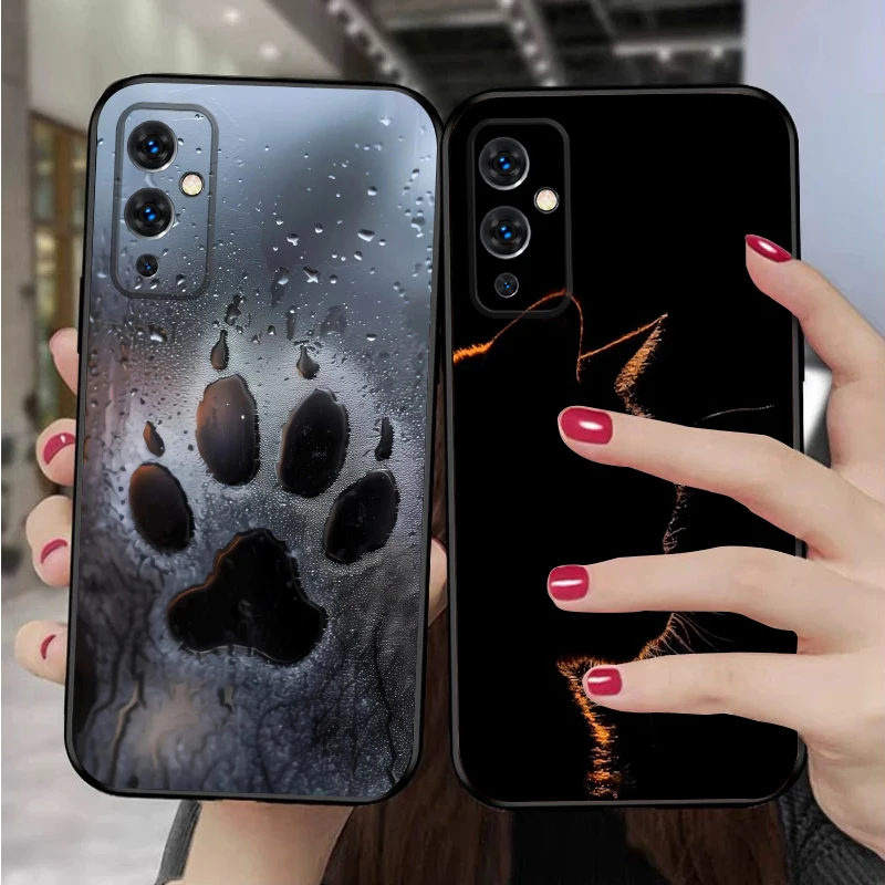 Bonito arroz gato preto para oneplus ace 3 5 2v nord ce 2 4 lite n20 se 30 200 8 9 11 12 13 10 pro 9rt 8 12r silicone macio caso de telefone