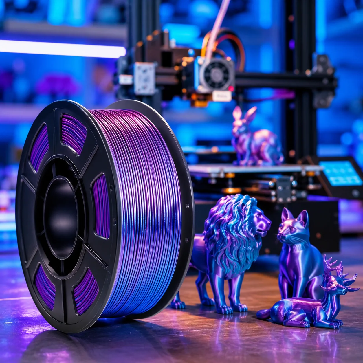 Antinsky 250g Dual Color Blue & Purple PLA Filament 1.75mm Gradient 3D Printing Supplies