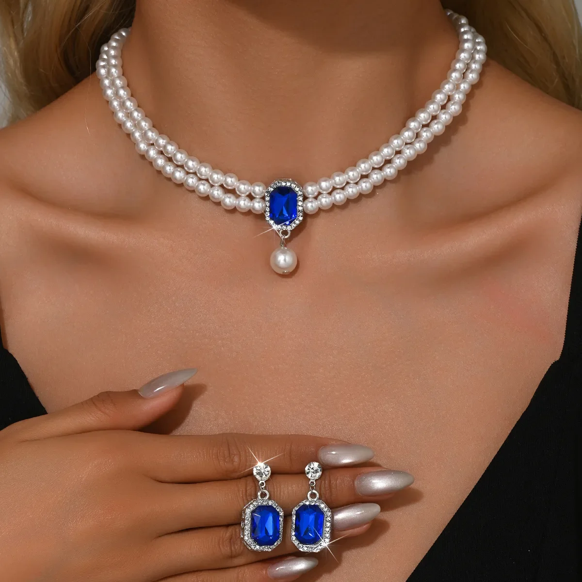 Жемчужное колье, многослойное ожерелье из бисера, комплект серег, индийские традиционные свадебные украшения, подарок для женщин