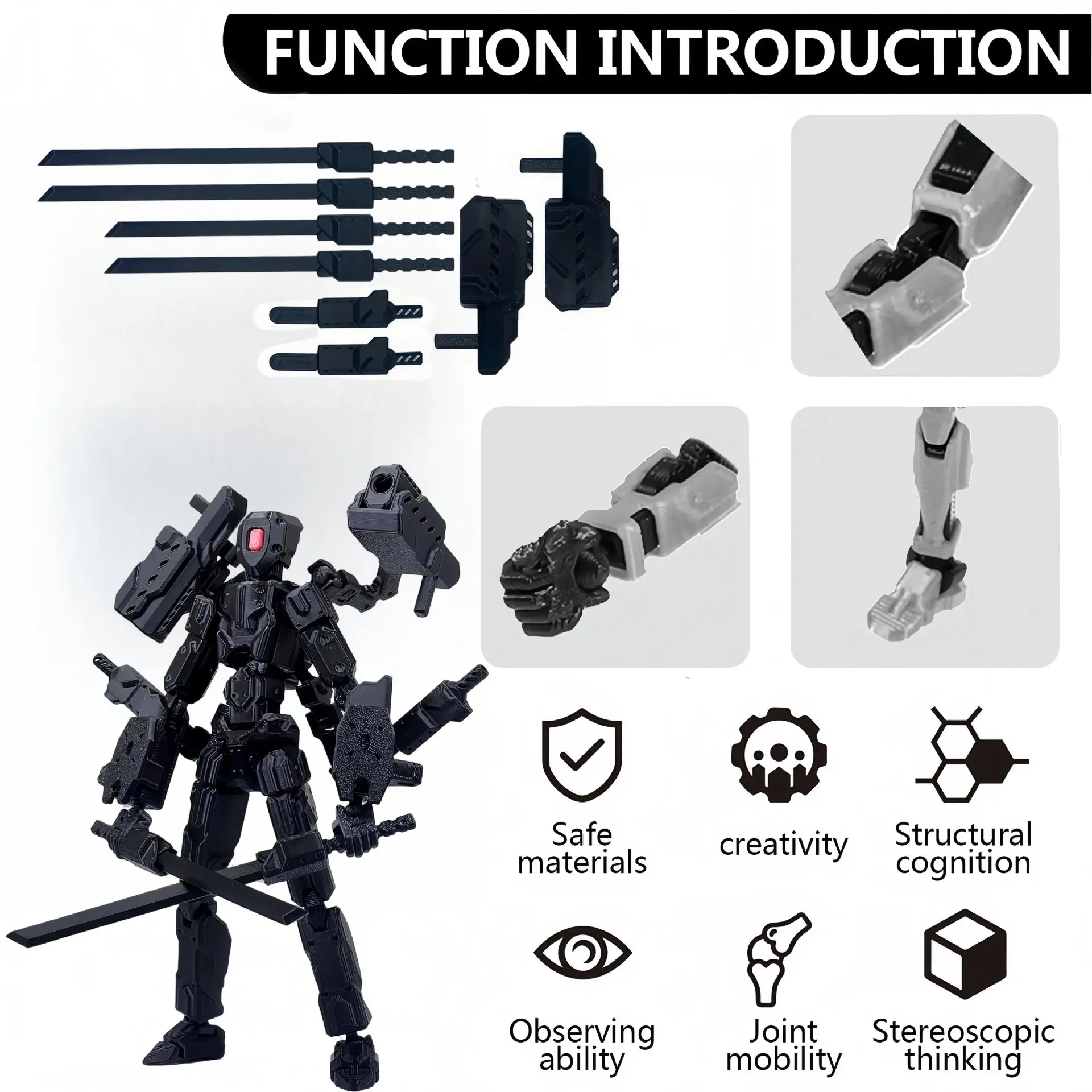 ثلاثية الأبعاد مطبوعة محظوظ عمل الشكل متعدد المفاصل المنقولة لعبة روبوت Poseable سطح المكتب الديكور الجمعية دمية تحصيل تمثال #4