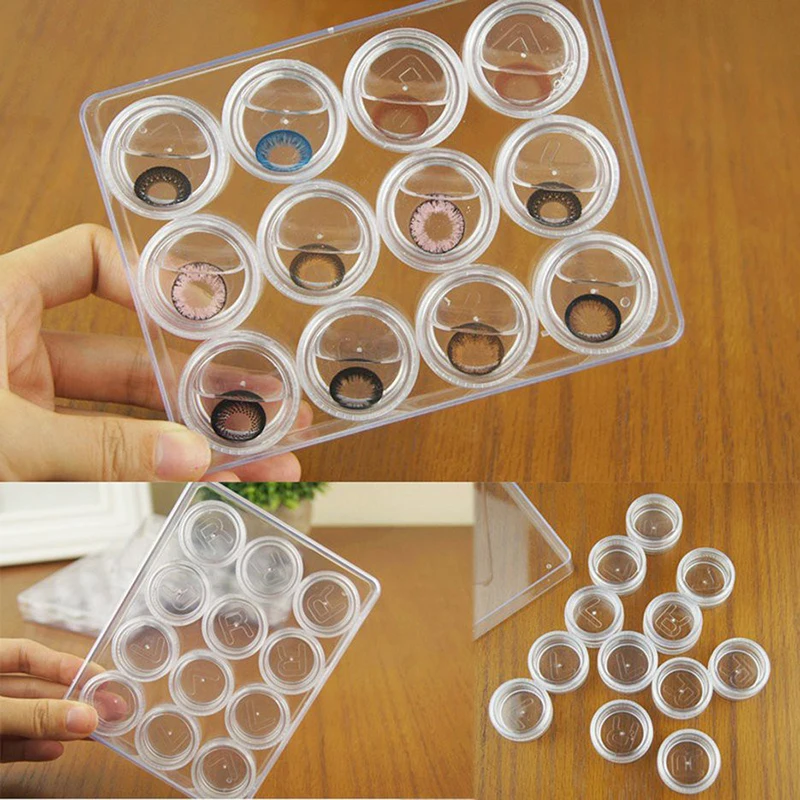 12-Grid Contact Lens Storage Box Transparent Round Portable Travel Contact Lens Case Soak Container Lenses Box For Beauty Pupil