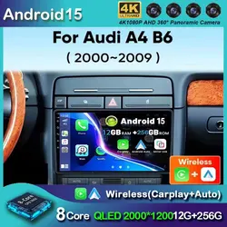 Android 15 Multimedia Player For Audi A4 B6 2000 - 2009 Carplay Android Auto Car Radio Stereo Multimedia player 4G Wifi
