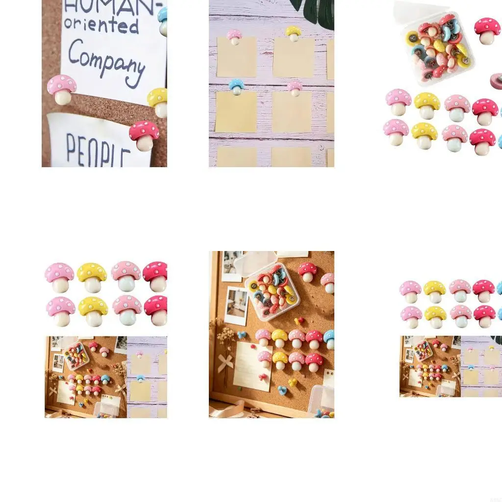 Decorative Resin Mushroom Push Pins 20 Piece with Storage Box for Cork Board Pictures Schedules Labels Cards Photo Display 896C