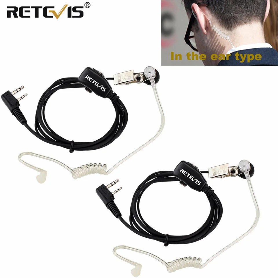 Retevis ek001 rt22 walkie talkie fone de ouvido 2pin tubo acústico ptt microfone walkie talkie fone para baofeng UV-5R BF-88E tyt h777