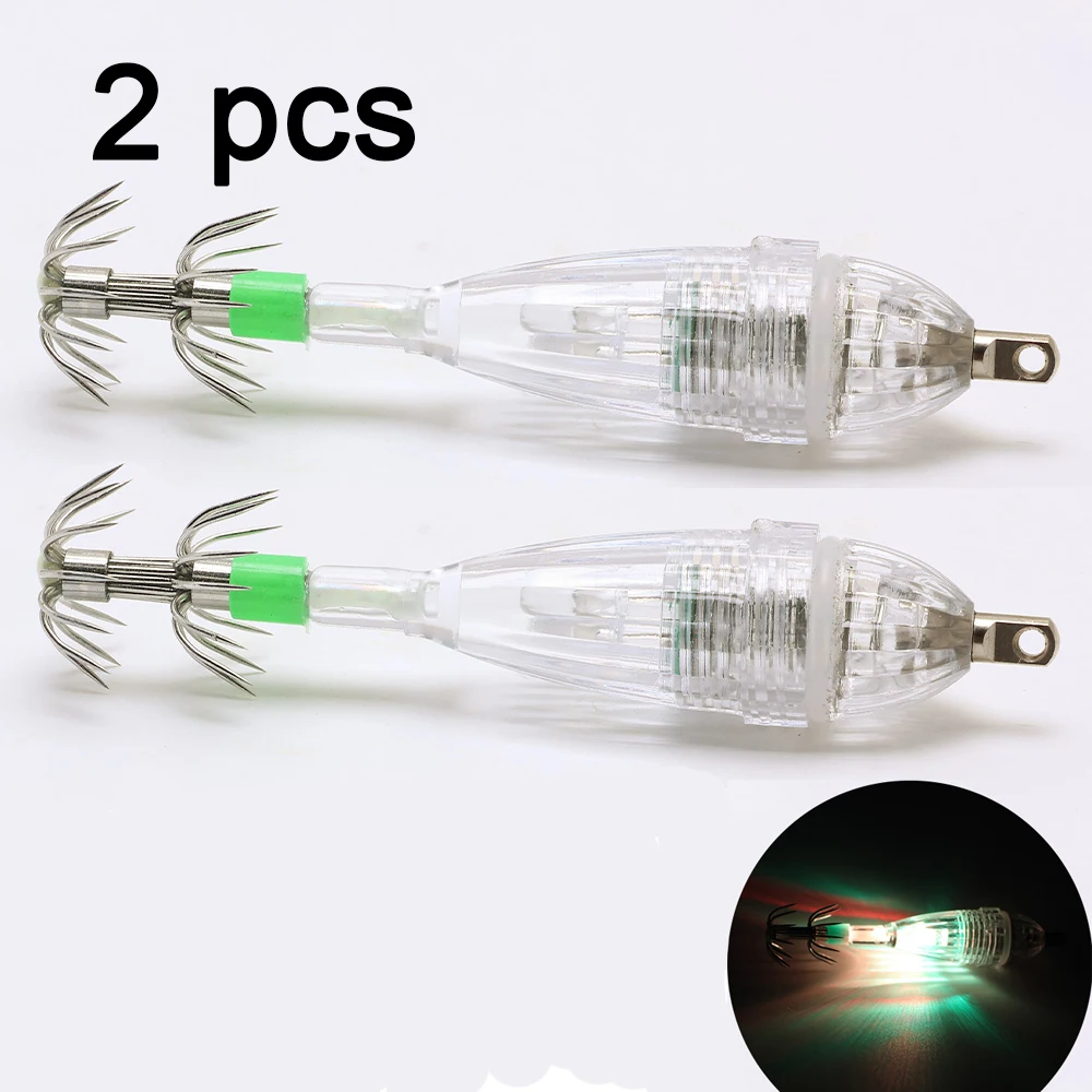 2 Stück Angellichter mit Haken, Unterwasser-LED-Blinklichter zum Anlocken von Tintenfischen bei Nacht, Köderlichter, Tintenfisch-Wasserlichter – Detail 10