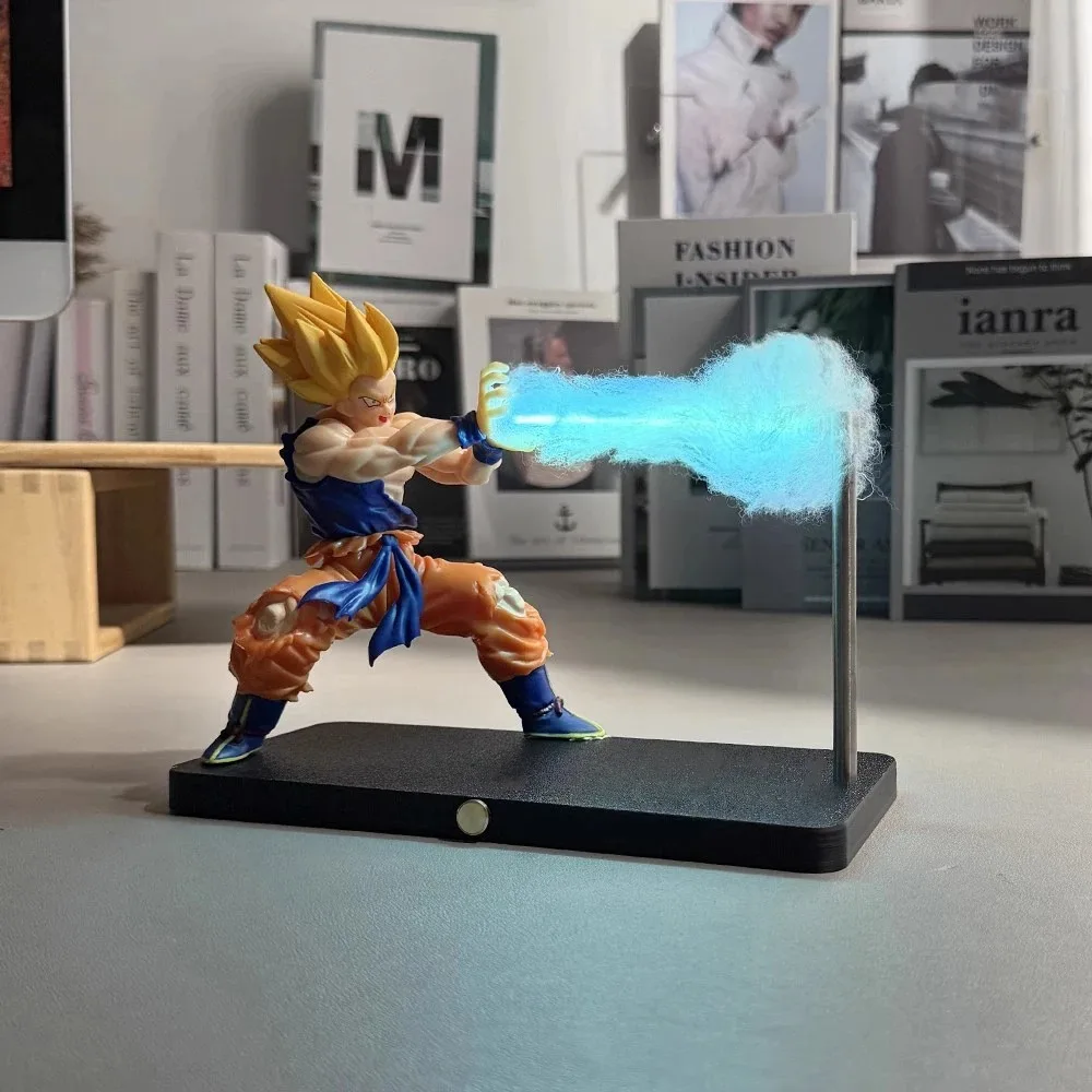 Luce notturna Dragon Ball Super Saiyan Goku - Lampada da scrivania a LED 3D Kamehameha Wave, decorazione per action figure anime, alimentata tramite USB da collezione