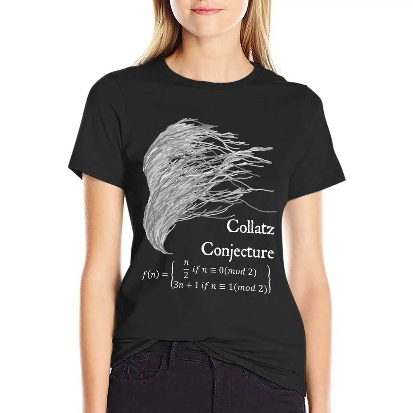 Collatz Conjecture 3n+1 Math Physics Design Black Background T-Shirt Aesthetic clothing tops western t-shirt dress for Women