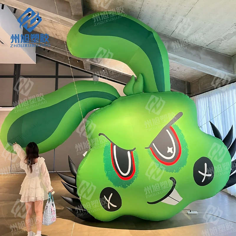 

Green 3m inflatable rabbit huge rabbit head for art outdoor exhibition decoration square mall zoo animal advertising