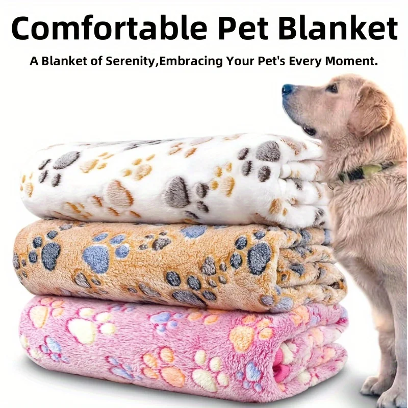 Dog Bed Mat Blanket Soft Fluffy Pet Blanket Cute Paws Pattern Cat Dog Soft Blanket Pet Mat Pet Supplies for Cat Dogs