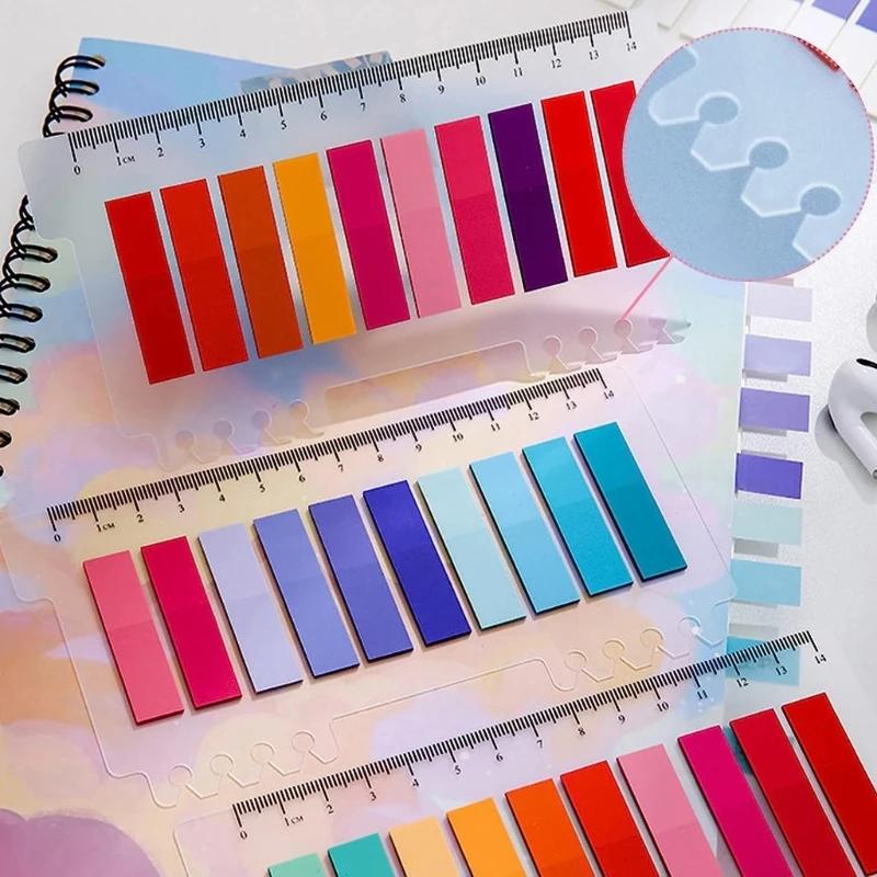 Colorful Index Label Stickers with Binder Scale Ruler Reading Stickers Bookmarks File Tabs for Planner Calendar Laptop 24BB