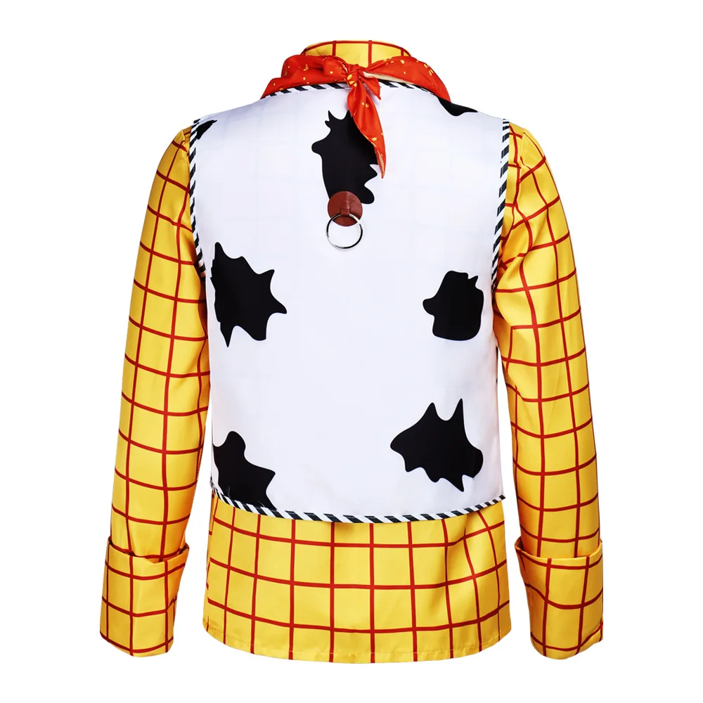 Classic Western Cowboy Cosplay Set Plaid Long Sleeve Shirt Cow Print Vest Bandana Halloween Carnival Party Fancy Dress Costume