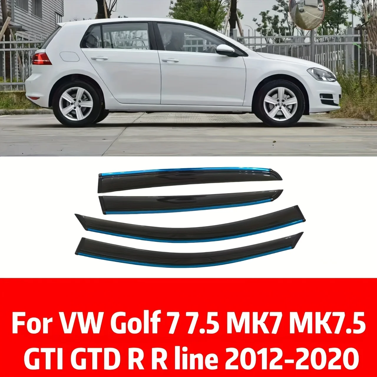 

Дефлекторы окон (ветровики) для VW Golf 7 7.5 MK7 MK7.5 GTI GTD R R-line 2012-2020: защита от дождя, солнца, дымки, навес, накладка