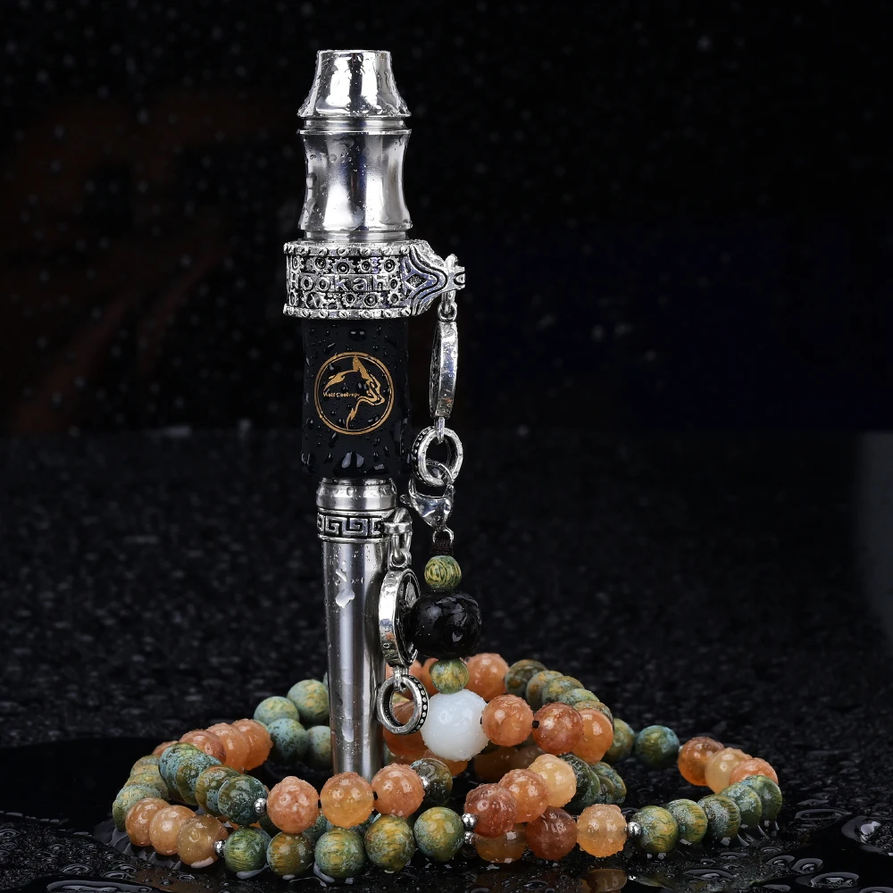 Wolfcoolvape Arabic hookah mouthpiece stone wood bead chain titanium alloy mouthpiece hookah ShiSha original mouthpiece