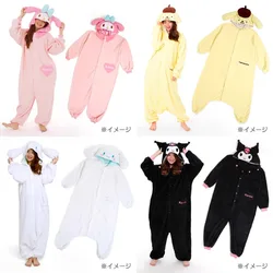 Japan Original Sanrio Cartoon One-piece Pajamas Melody Kuromi Pompom Purin Hangyodon Keroppi Kawaii Anime Plush Coat for Girl