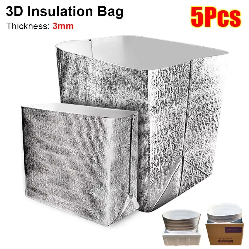 5Pcs Folding Ice Cold Warm Aluminum Foil Bag Delivery Carrier Packing Insulation Bag Food Thermal 3mm Cooler Bag Drink Storage