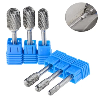 C-Typ Legierung Drehfeile Zylindrische Doppelrille Wolframstahl Schleifkopf Metall Jade Elektrische Carving Fräser