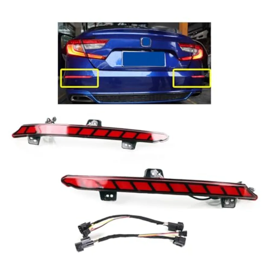 

LED Rear Bumper Reflector Tail Lights Turn Signal Sequential Flashing Brake Driving Fog Lamps Accessories Kit Compatible With H