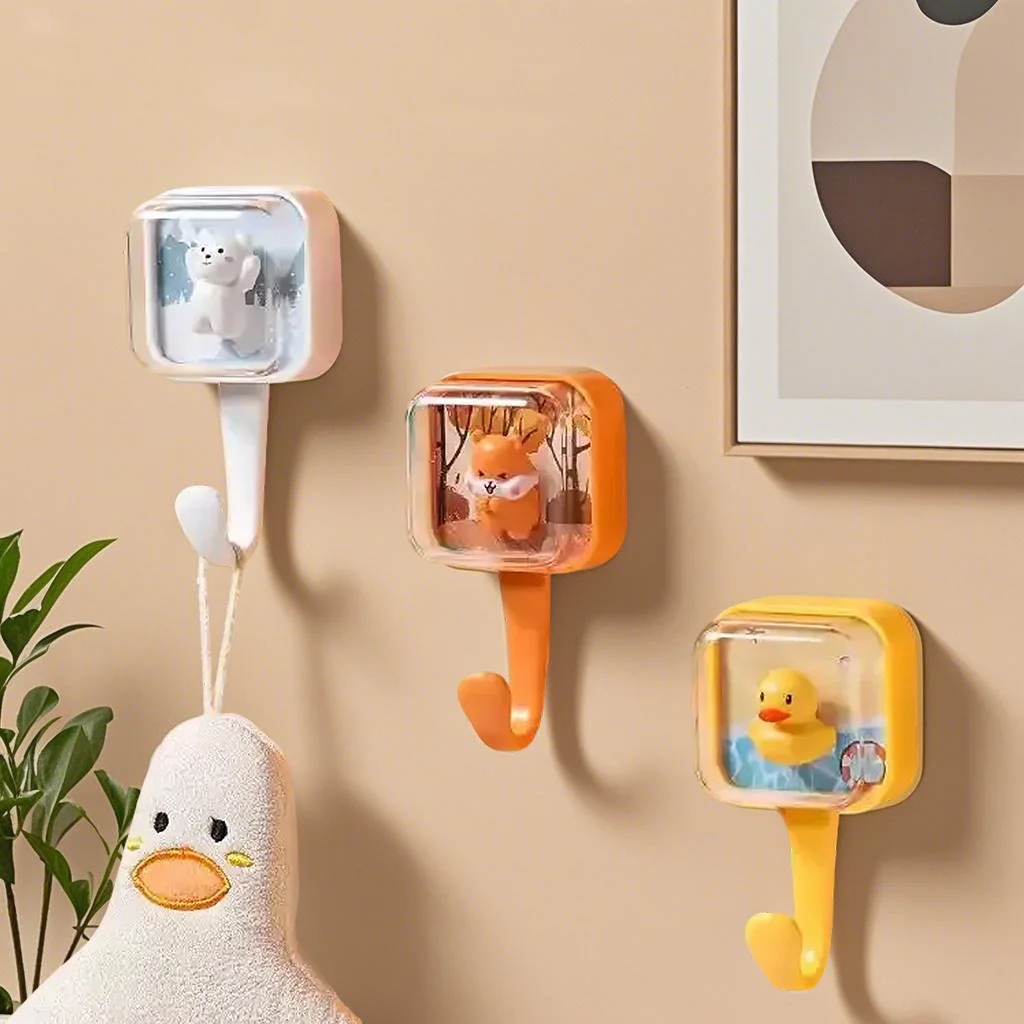 

Аксессуары для ванной комнаты, настенные крючки, креативный милый мультяшный клейкий крючок для хранения ключей, семейный органайзер без перфорации