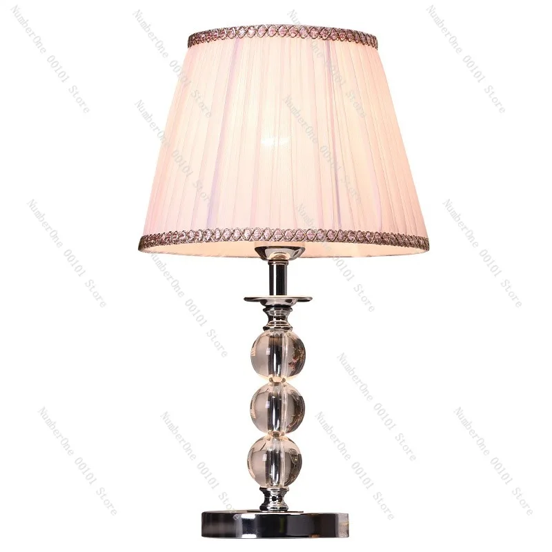 Crystal Bedside Touch Lamp,Elegant Warm Pink Ambient Lighting,Modern European Romantic Bedroom Decoration,Suitable
