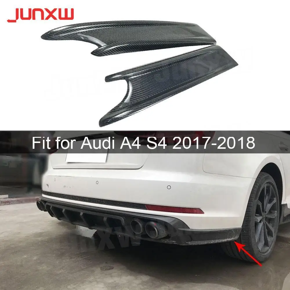 

Carbon Fiber Rear Bumper Lip Splitters Spoiler Aprons For Audi A4 Sline S4 B9 2017 2018 FRP Back Fender Trim Covers non standard