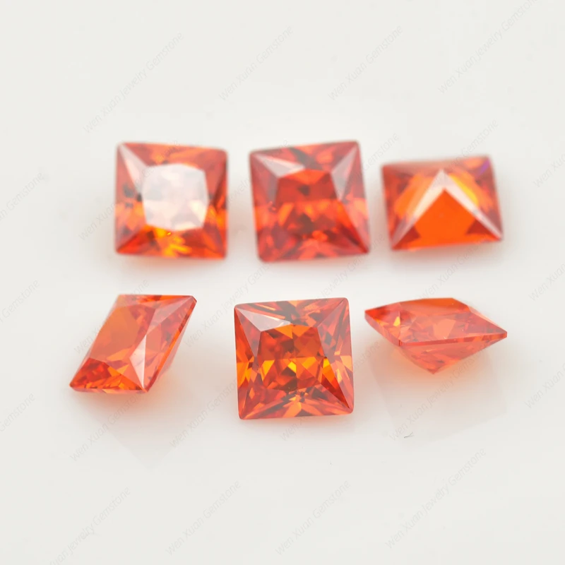 1.5x1.5~12x12mm square princess cut Orange AAAAA Loose cubic Zirconia synthetic stone cz jewelry