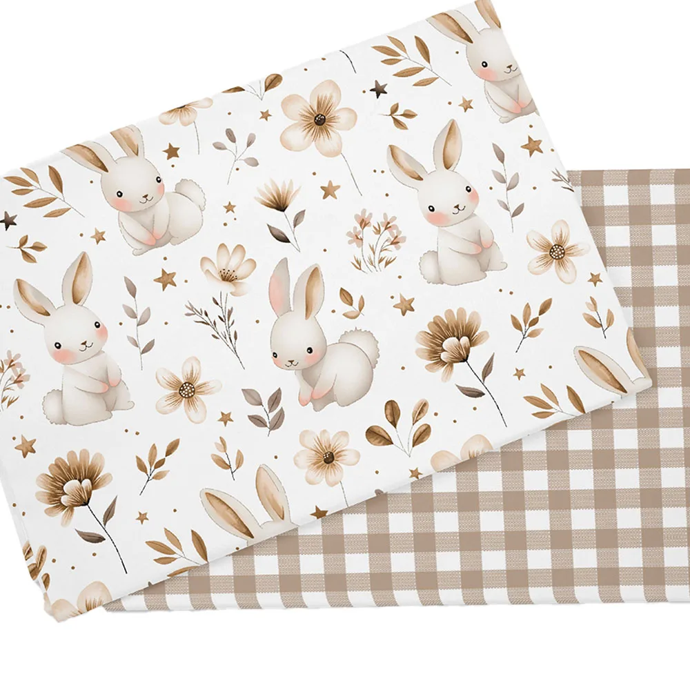 63×19inch Cartoon Rabbit Printed Cotton Fabric Colorfast for Make Quilt Cover Hug Pillow Tablecloth Fitted Sheet Casual Wear
