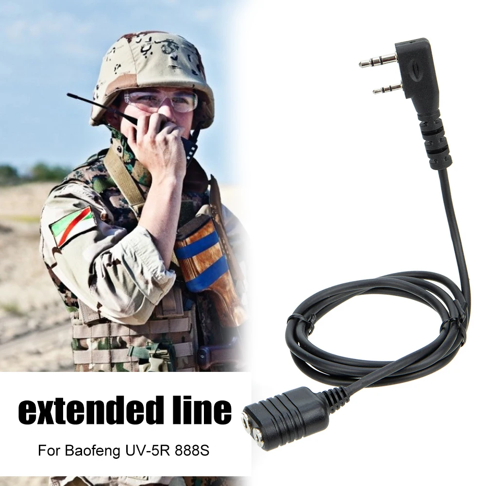 1m Microphone Extension Cable for Kenwood Baofeng UV-5R 888S 2-Pin K Type Mic Earpiece Extension Cord for Kenwood Walkie Talkie