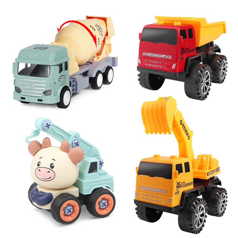 Engineering Vehicle Toys Plastic Construction Excavator Tractor Dump Fire Truck Bulldozer Models Kids Boys Gifts