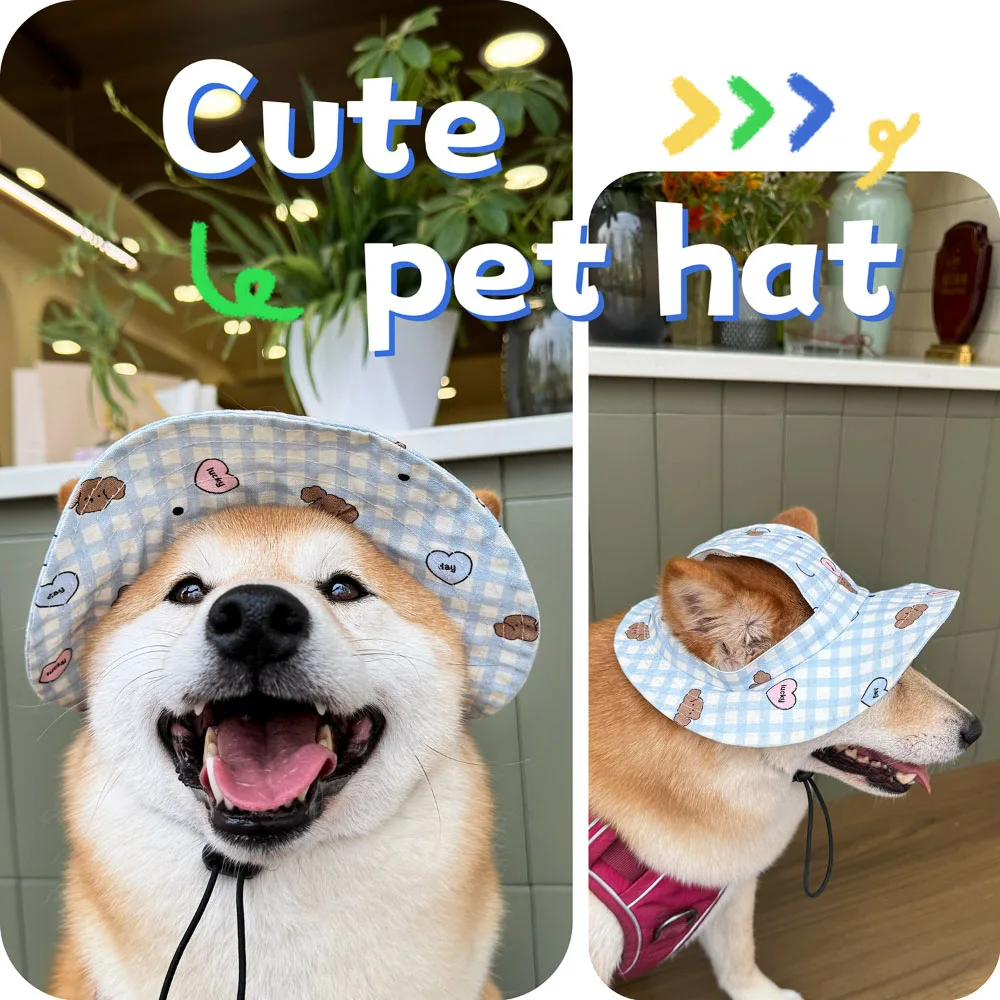 

Cute Pet Hat for Small Dogs Cats Dog Breathable Sunscreen Hat with Ear Holes Puppy Kitten Outdoor Travel Hiking Hat