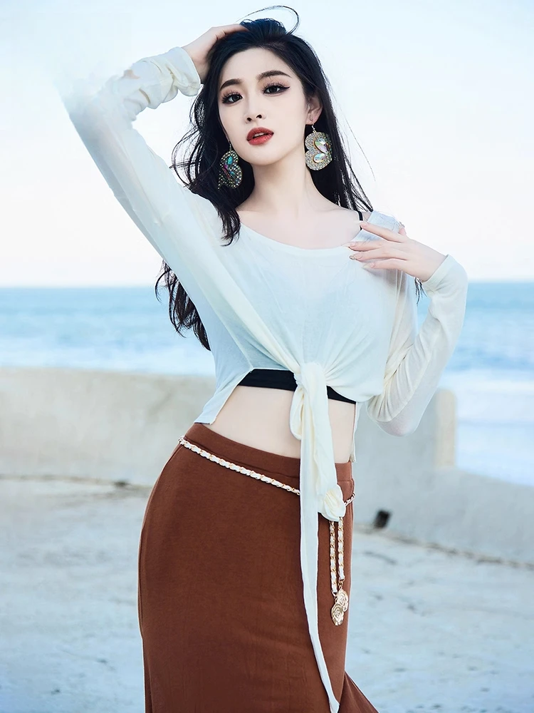 Original Belly Dance Outfit Autumn Winter New Warm Long Sleeve Skirt Pants Practice Dance Performance Wear
