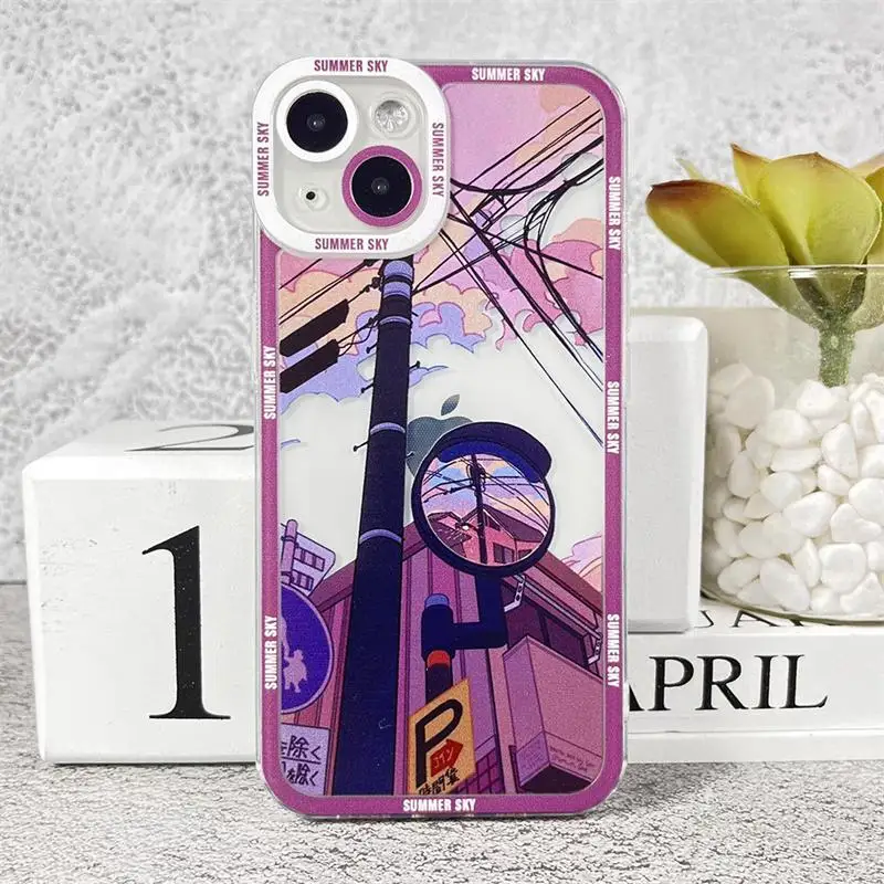 샤오미 레드미 애니메이션 풍경 케이스, 레드미 노트 12 4G 11 10 12 13 프로 플러스 9S 10S 12S 11S 레드미 13C 12C 12 10 9 A1 A2 플러스 9A 9C 커버