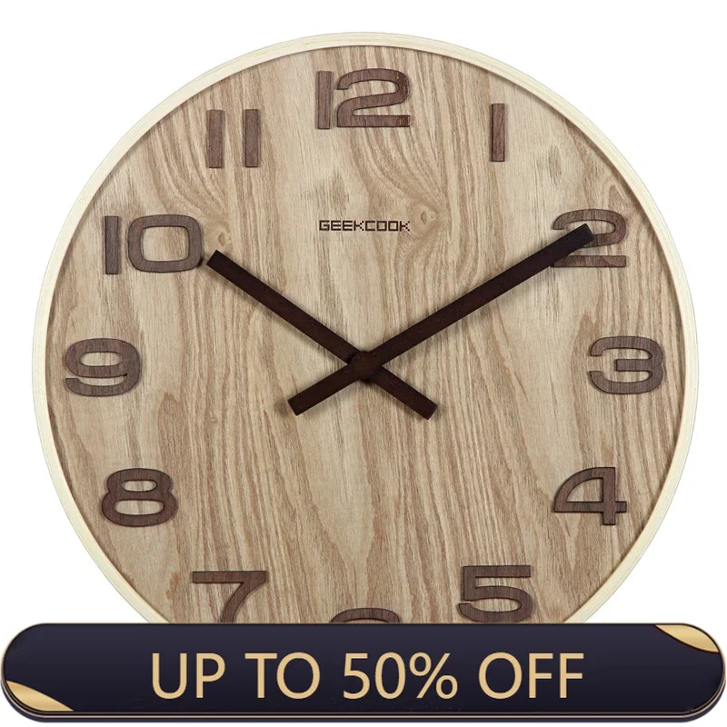Norwegian Forest Digital Bentwood Wall Clock Luxury Silent Solid Wood Color Wall Clock for Living Room Bedroom Office Home Decor