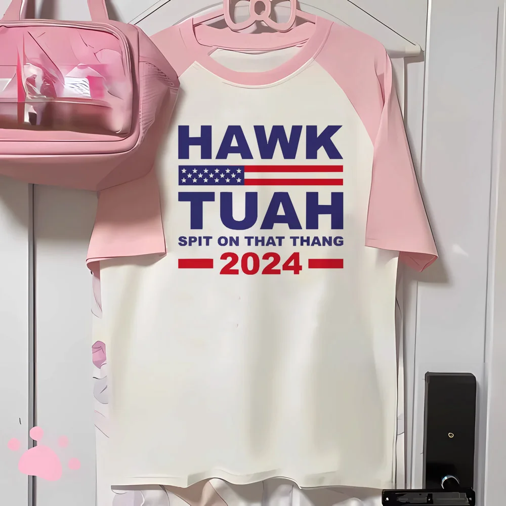 Hawk Tuah t shirt women summer stretchy funny t shirt female comic graphic designer clothing