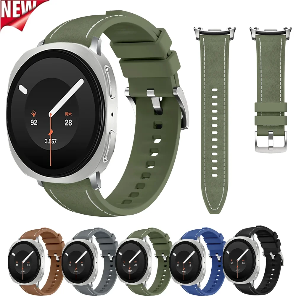 Original Silikon+Lederarmband für Samsung Galaxy Watch 9 8 40mm 44mm Sportarmband für Galaxy Watch 8 Classic 46mm Armband