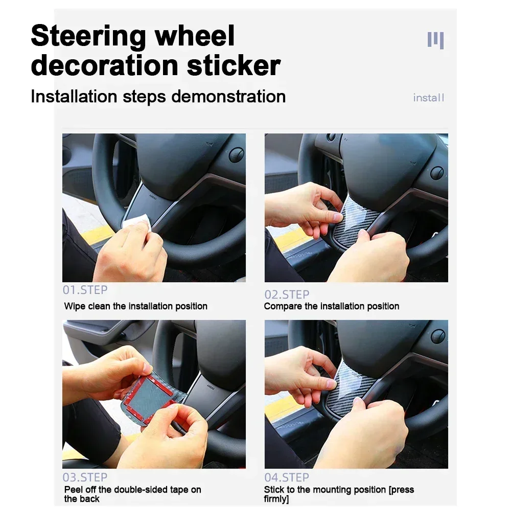 NEW Steering Wheel Trim Cover For Tesla Model 3/Y Interior Accessories Compatible With Tesla Model 3/Y Carbon Fiber Pattern - view 6