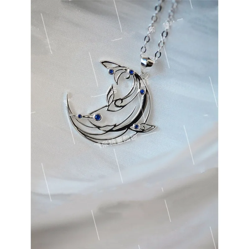 Tartaglia Anime Necklace Women Yuanshen Necklaces for Woman Fashion Hollow Cosplay Jewelry Gild Silver Color Lady Accessories