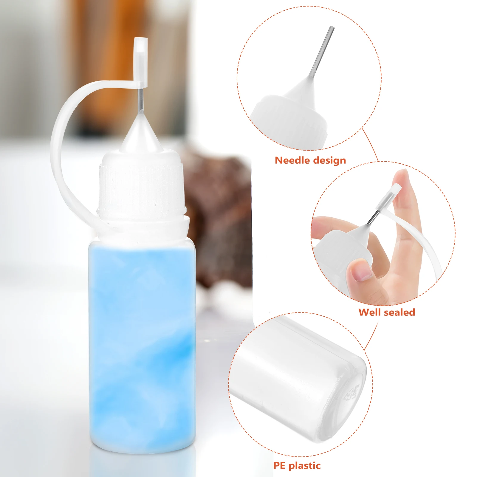 

20 Pcs 10ml Clear Needle Tip Applicator Bottles Flexible PE Plastic Reusable Glue Filling Shaker Quilling Tool Empty Refillable