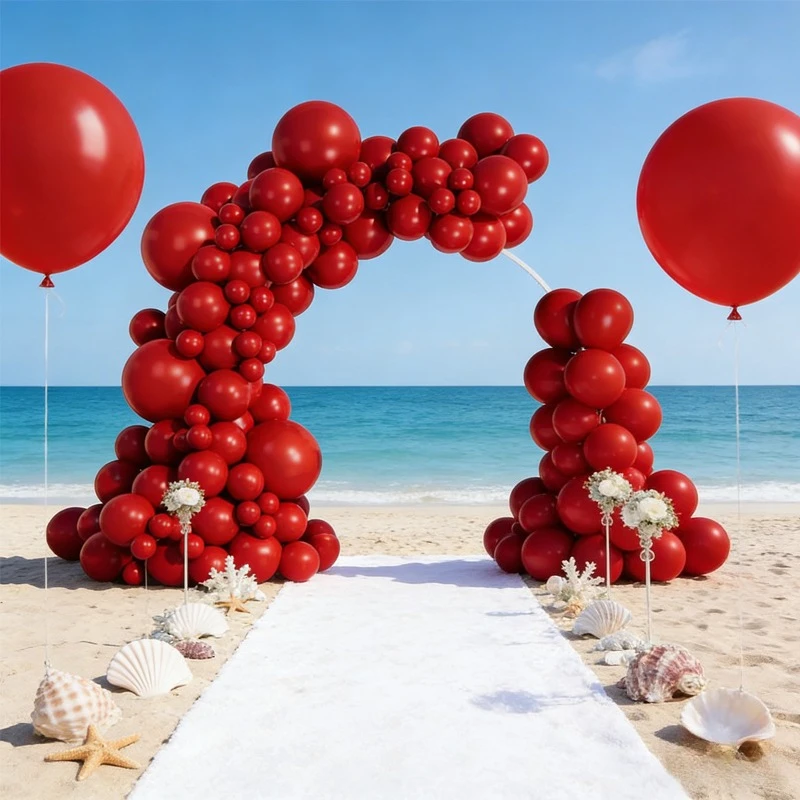 138Pcs Dark Burgundy Red Latex Balloons Kit 5/10/12/18" Dark Wine Red Balloons for Birthday Christmas Wedding Party Decoration - view 2